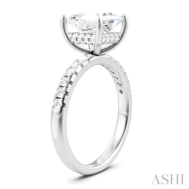 1/3 Ctw Princess Shape Round Cut Diamond Semi Mount Engagement Ring in 14K White Gold