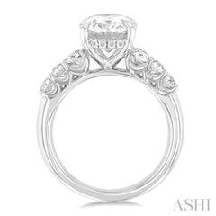 1 1/4 Ctw Oval Shape Oval and Round Cut Diamond Semi Mount Engagement Ring in 14K White Gold