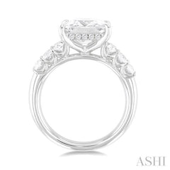 1 1/4 Ctw Princess Shape Oval and Round Cut Diamond Semi Mount Engagement Ring in 14K White Gold