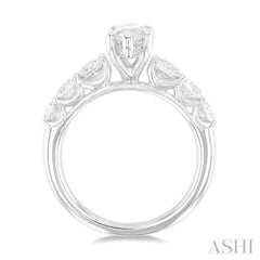 1 1/5 Ctw Marquise Shape Round Cut Diamond Semi Mount Engagement Ring in 14K White Gold