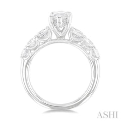 1 1/5 Ctw Marquise Shape Round Cut Diamond Semi Mount Engagement Ring in 14K White Gold