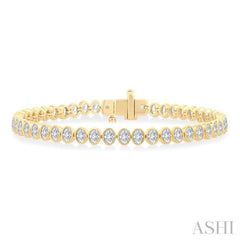 4 5/8 Ctw North-South Bezel Set Oval Cut Diamond Tennis Bracelet in 14K Yellow Gold