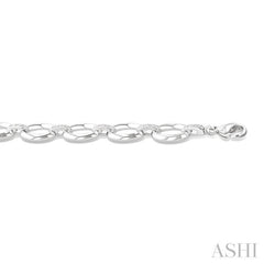 1/10 Ctw Oval Shape D-Link Round Cut Diamond Bracelet in Sterling Silver
