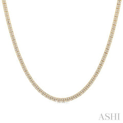 1.00 Ctw Double Row Round Cut Diamond Necklace in 14K Yellow Gold