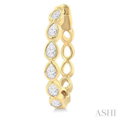 1 Ctw Bezel Set Pear Cut Diamond Fashion Hoop Earring in 14K Yellow Gold