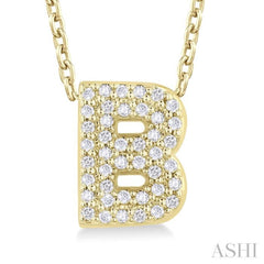 1/8 Ctw Initial 'B' Round Cut Diamond Fashion Pendant With Chain in 10K Yellow Gold