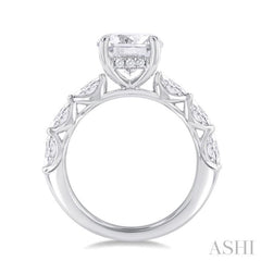 1.00 Ctw Round Shape Marquise and Round Cut Diamond Semi Mount Engagement Ring in 14K White Gold