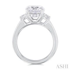 1.00 Ctw Tri-Mount Past, Present and Future Round Cut Diamond Semi Mount Engagement Ring in 14K White Gold