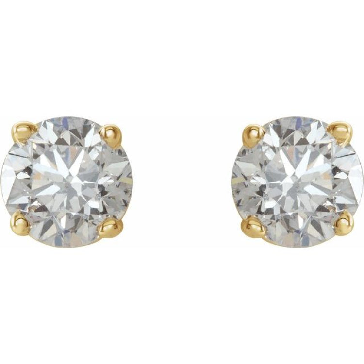 14K Yellow 3/8 CTW Natural Diamond Lightweight Basket Earring Mounting