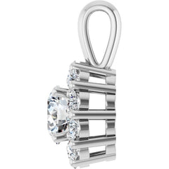 14K White 3/4 CTW Lab-Grown Diamond Halo-Style Pendant