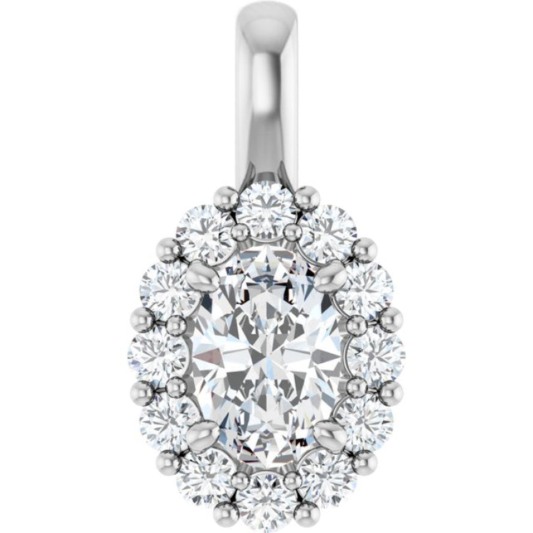 14K White 3/4 CTW Lab-Grown Diamond Halo-Style Pendant