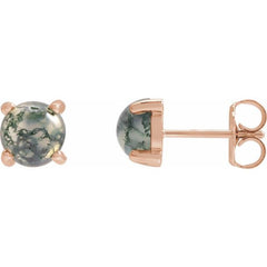 14K Rose Natural Moss Agate Earrings