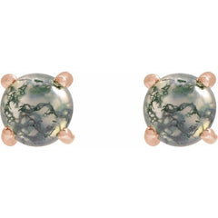 14K Rose Natural Moss Agate Earrings