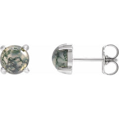 Sterling Silver Natural Moss Agate Earrings