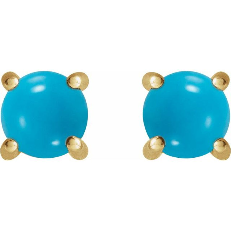 14K Yellow 5 mm Natural Turquoise Earrings