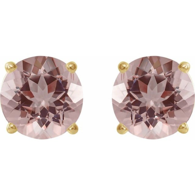 14K Yellow 6 mm Natural Pink Morganite Stud Earrings