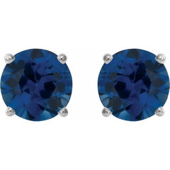 Platinum 6 mm Lab-Grown Blue Sapphire Stud Earrings