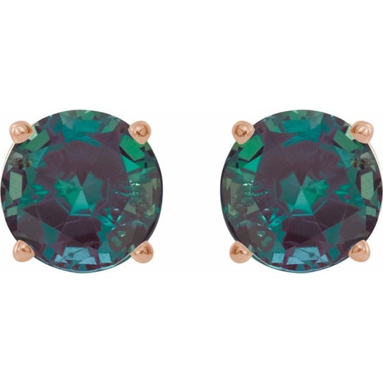 14K Rose 6 mm Lab-Grown Alexandrite Stud Earrings