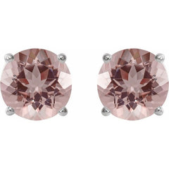 14K White 7 mm Natural Pink Morganite Stud Earrings