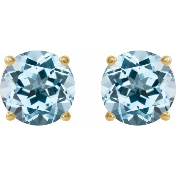 14K Yellow 7 mm Natural Sky Blue Topaz Stud Earrings