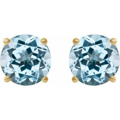 14K Yellow 7 mm Natural Sky Blue Topaz Stud Earrings