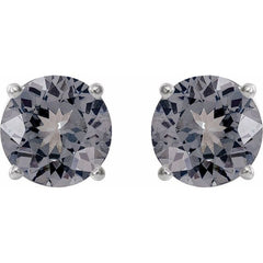 14K White 6 mm Natural Gray Spinel Stud Earrings
