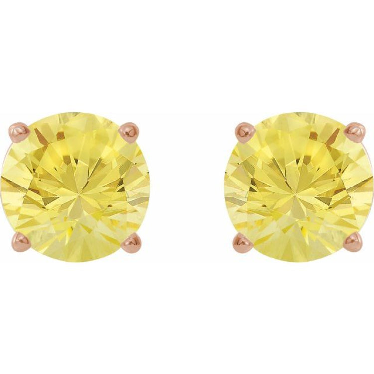 14K Rose 7 mm Lab-Grown Yellow Sapphire Stud Earrings