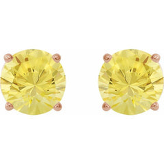 14K Rose 7 mm Lab-Grown Yellow Sapphire Stud Earrings