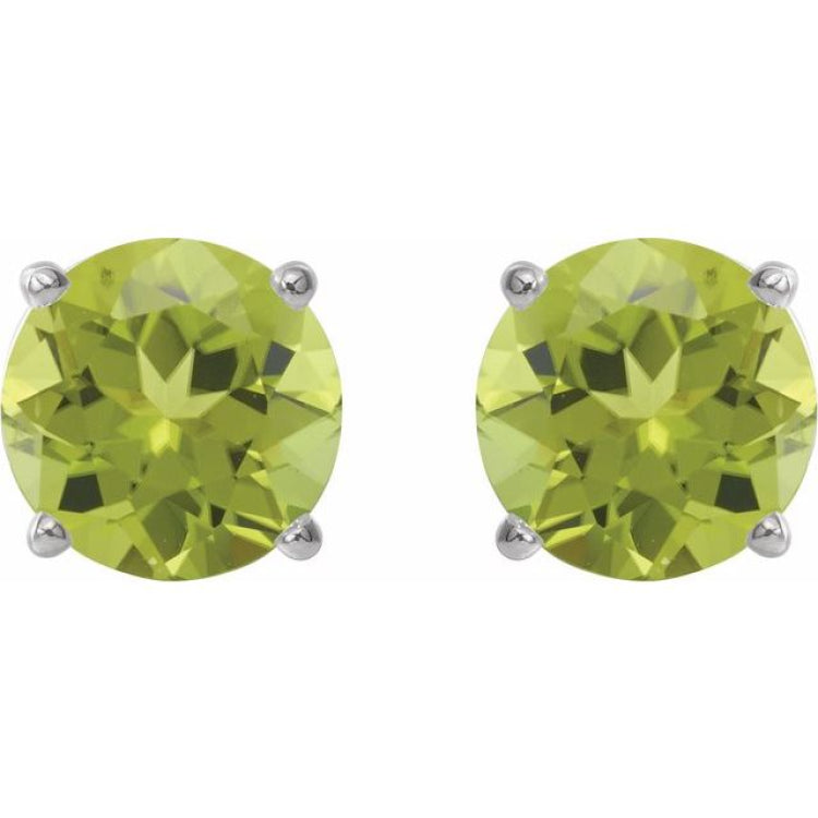Sterling Silver 7 mm Natural Peridot Stud Earrings