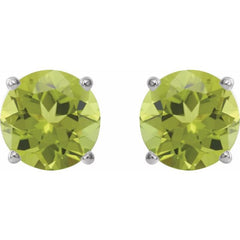 Sterling Silver 7 mm Natural Peridot Stud Earrings