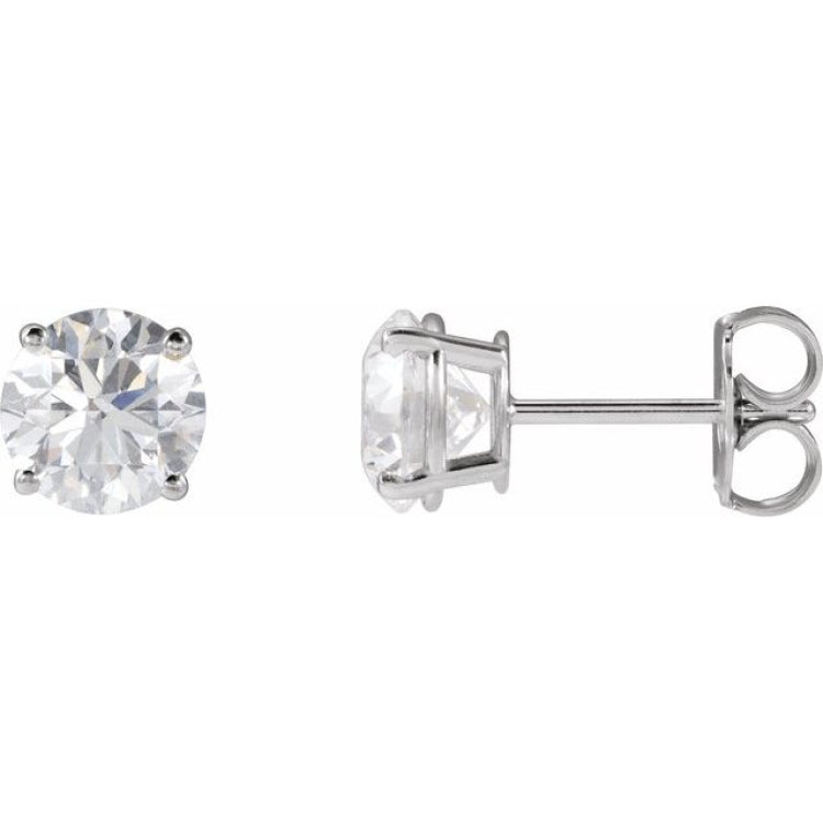 Sterling Silver 8 mm Lab-Grown Yellow Sapphire Earrings