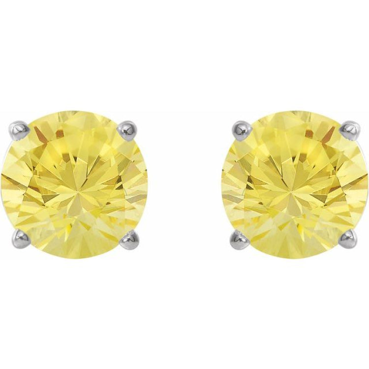 Sterling Silver 8 mm Lab-Grown Yellow Sapphire Earrings