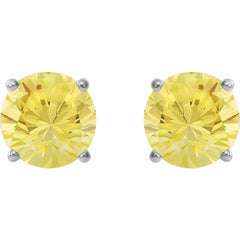 Sterling Silver 8 mm Lab-Grown Yellow Sapphire Earrings