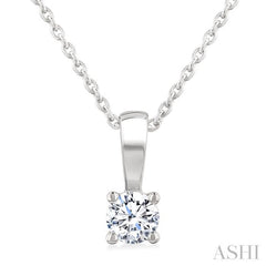 1/5 Ctw Prong Set Round Cut Diamond Solitaire Pendant With Chain in 14K White Gold