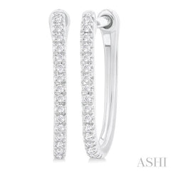 1/10 Ctw Round Cut Diamond Fashion Hoop Earring in 10K White Gold