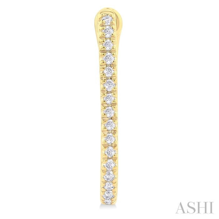 1/10 Ctw Round Cut Diamond Fashion Hoop Earring in 10K Yellow Gold