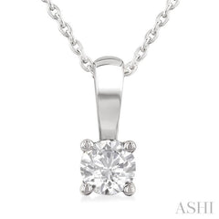1/3 Ctw Prong Set Round Cut Diamond Solitaire Pendant With Chain in 14K White Gold