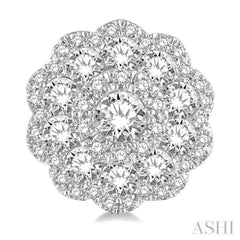1 ctw Triple Halo Flower Round Cut Diamond Fashion Stud Earrings in 14K White Gold