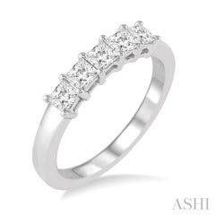 3/4 Ctw Princess Cut Diamond Wedding Band in 14K White Gold