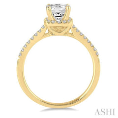 1/2 Ctw Diamond Engagement Ring with 1/4 Ct Princess Cut Center Stone in 14K Yellow Gold