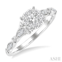 3/8 Ctw Round Lovebright Diamond Engagement Ring in 14K White Gold