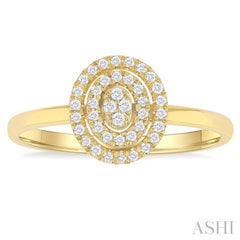 1/6 Ctw Double Halo Oval Shape Petite Round Cut Diamond Fashion Ring in 10K Yellow Gold