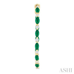 4X2MM Marquise Cut Emerald and 3/8 ctw Round Cut Diamond Precious Inside-Out Hoop Earrings in 14K Yellow Gold