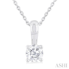 1/2 Ctw Prong Set Round Cut Diamond Solitaire Pendant With Chain in 14K White Gold