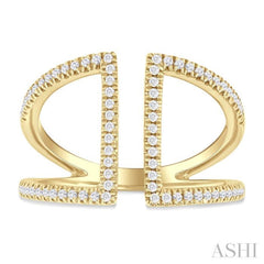 1/3 Ctw Geometric Wide Split Lightweight Round Cut Diamond Open Fashion Ring in 10K Yellow Gold