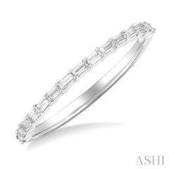 1/4 ctw Straight Row Baguette Cut Diamond Stackable Fashion Band in 14K White Gold