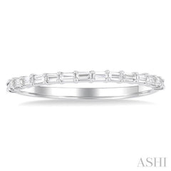 1/4 ctw Straight Row Baguette Cut Diamond Stackable Fashion Band in 14K White Gold