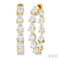 2 5/8 ctw Inside-Out Pear Cut Diamond Fashion Hoop Earrings in 14K Yellow Gold