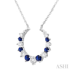 1.75MM, 2.10MM & 2.50MM Round Cut Sapphire and 1/4 ctw Round Cut Diamond Precious Alternating Necklace in 14K White Gold