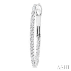 1/4 Ctw Inside & Outside Round Cut Diamond Hoop Earring in 14K White Gold